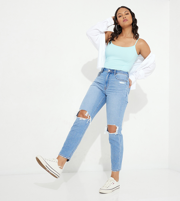 Ripped Mom Fit Jeans