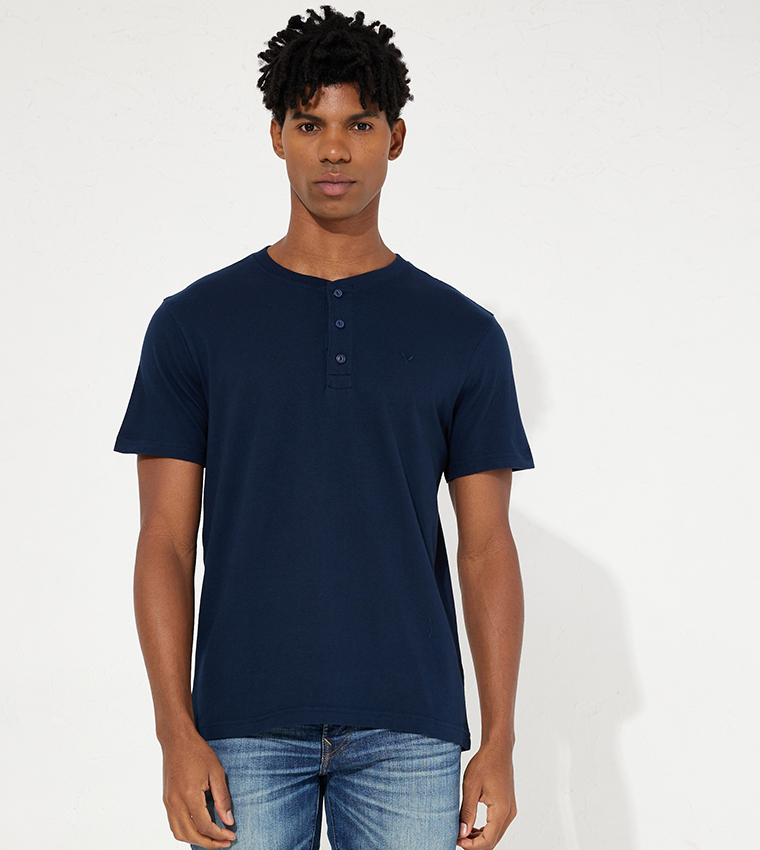 Henley neck deals t shirt