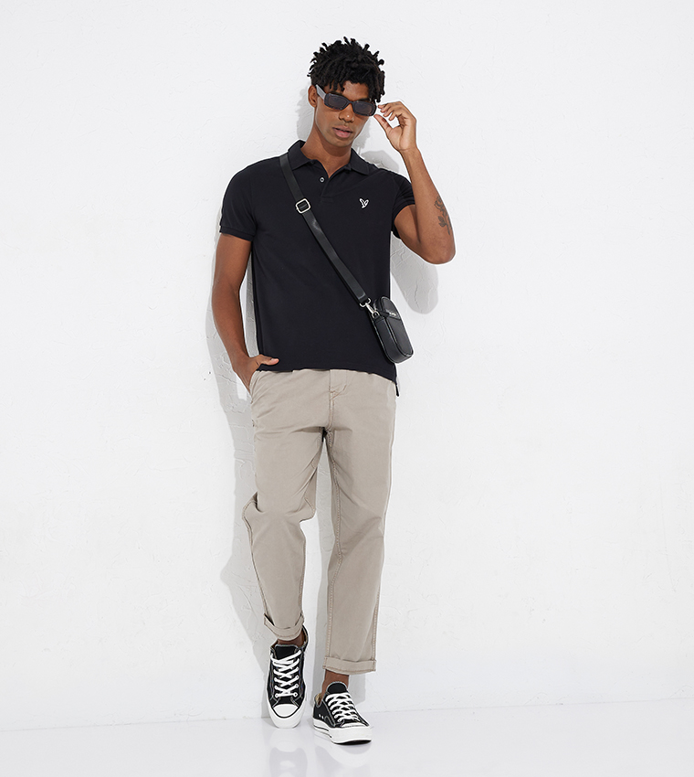 American eagle black polo best sale