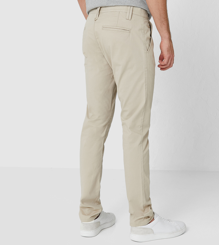Solid Mid Rise Slim Fit Trousers