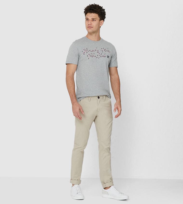 Solid Mid Rise Slim Fit Trousers