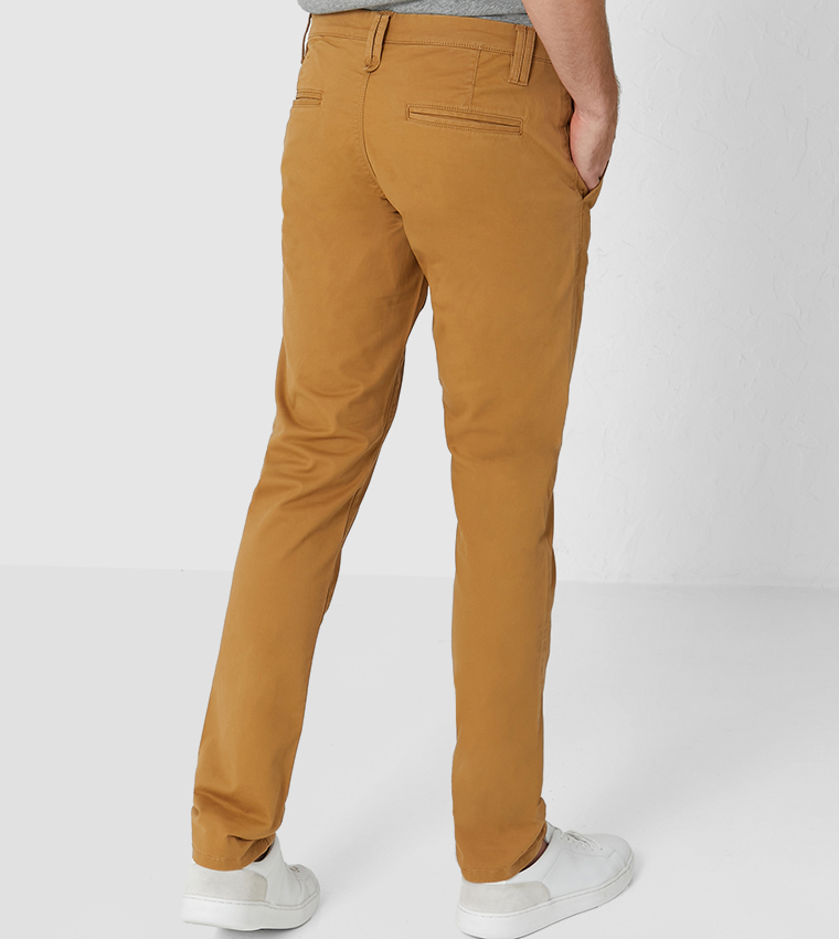 Solid Mid Rise Casual Pants