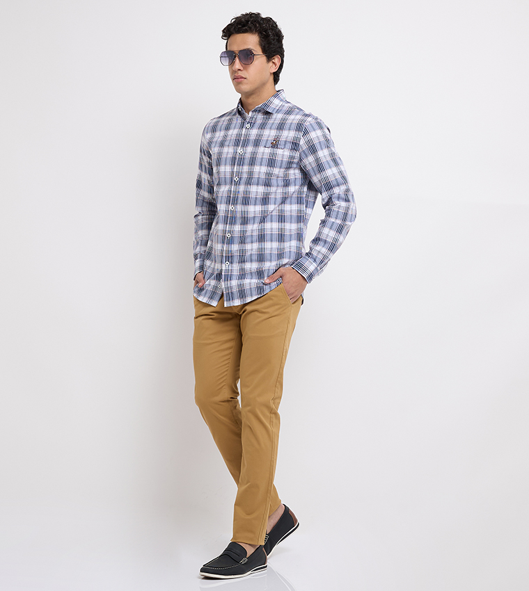 Solid Mid Rise Casual Pants
