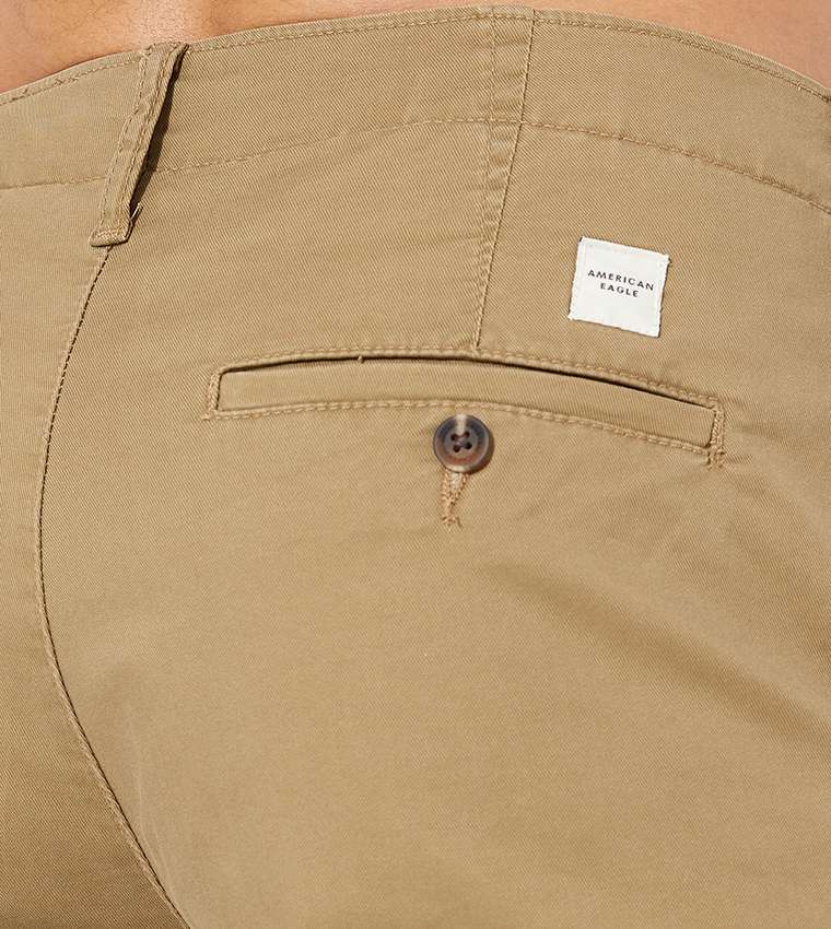 Flex Solid Button Closure Shorts