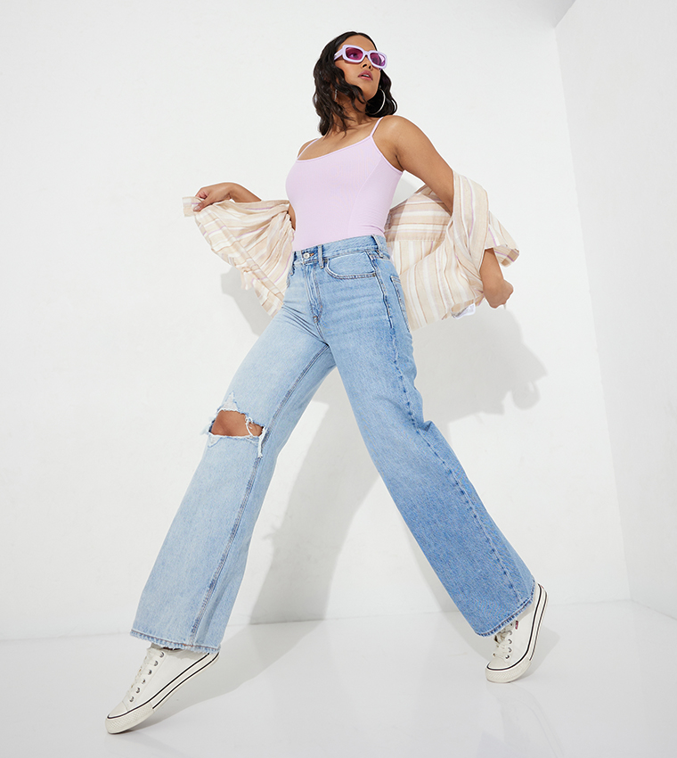 Ripped Straight Fit Jeans