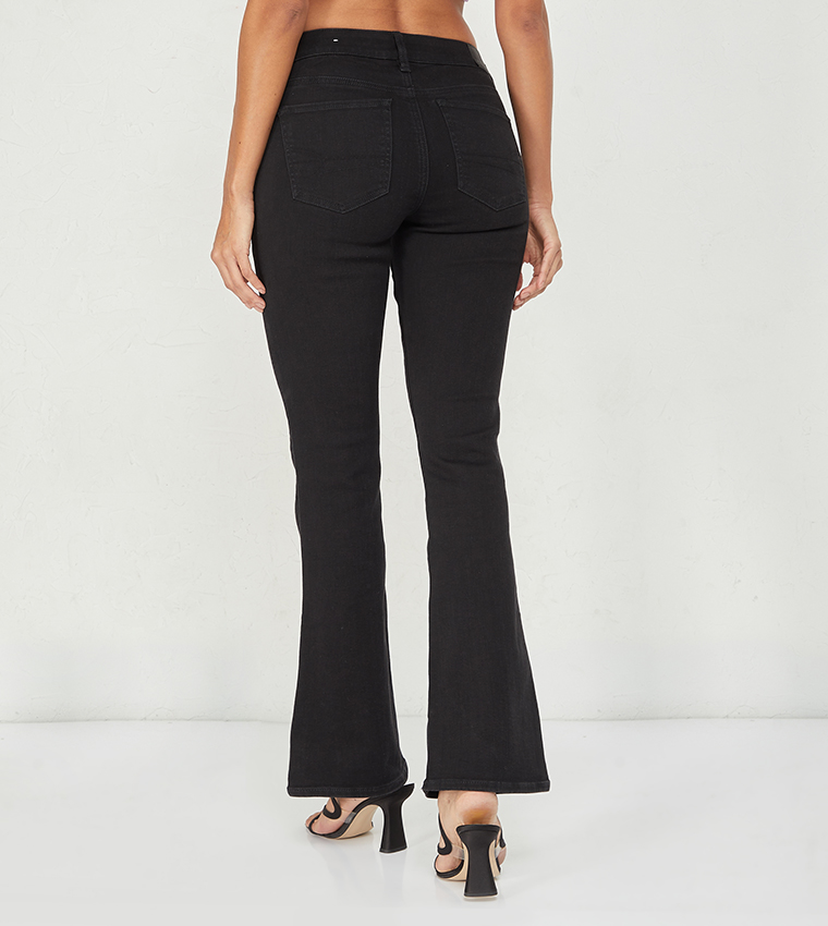 Slit Detail Flared Jeans