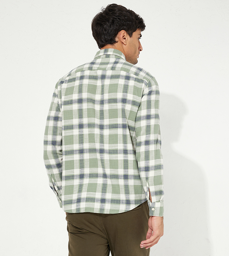 Plaid Flannel Classic Collar Shirt