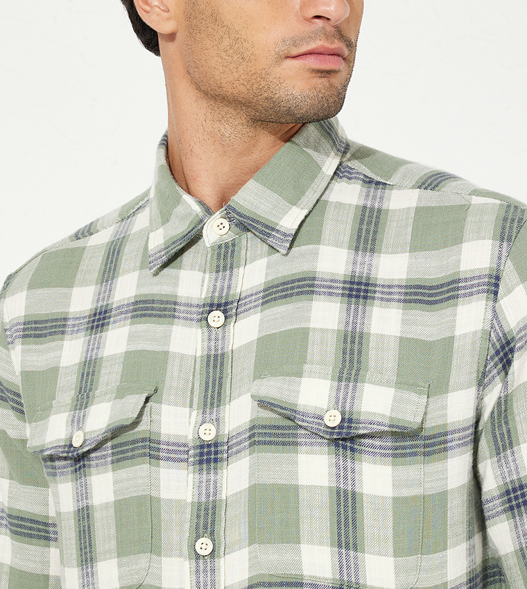 Plaid Flannel Classic Collar Shirt