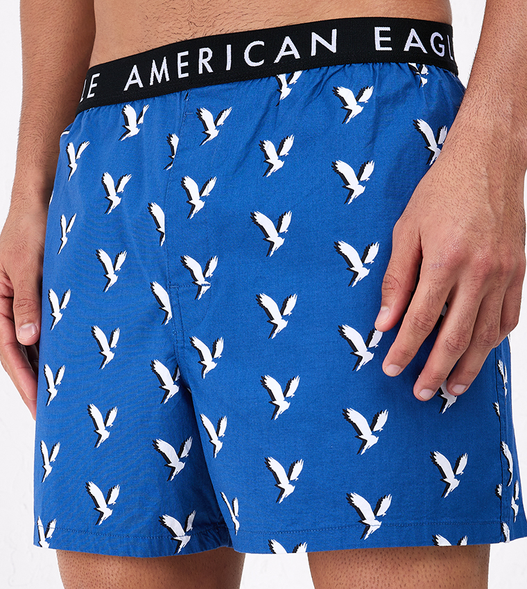 New American Eagle Men's 3265900 6 Eagles Logo Band Classic Boxer Brief 3- Pack, Multi (M) 