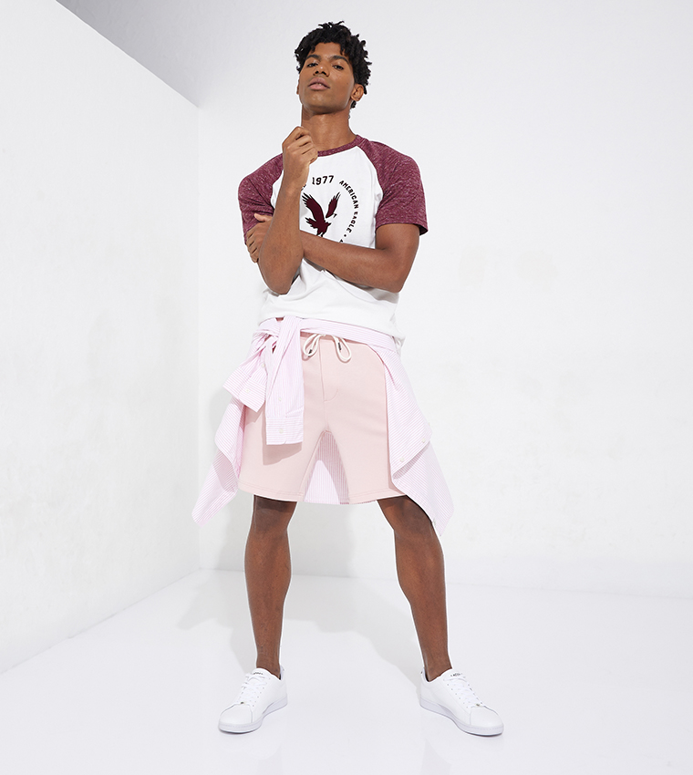 Solid Knit Drawstring Waist Shorts