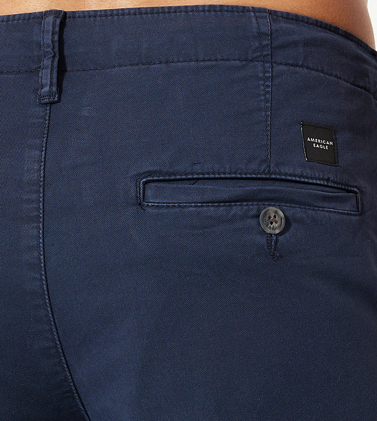 Flex Solid Button Closure Shorts