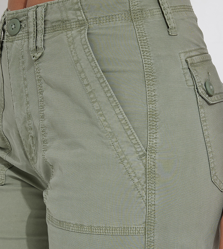 Buy American Eagle Solid Snappy Convertible Baggy Cargo Pants In