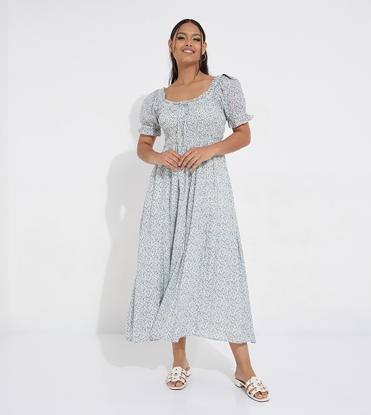 princess polly baby blue dress Buy American Eagle Floral Print Long Kimono In Blue main image 1