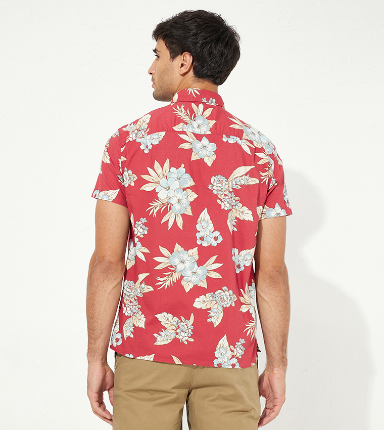 Tropical Print Classic Collar Shirt