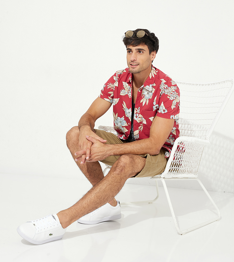 Tropical Print Classic Collar Shirt