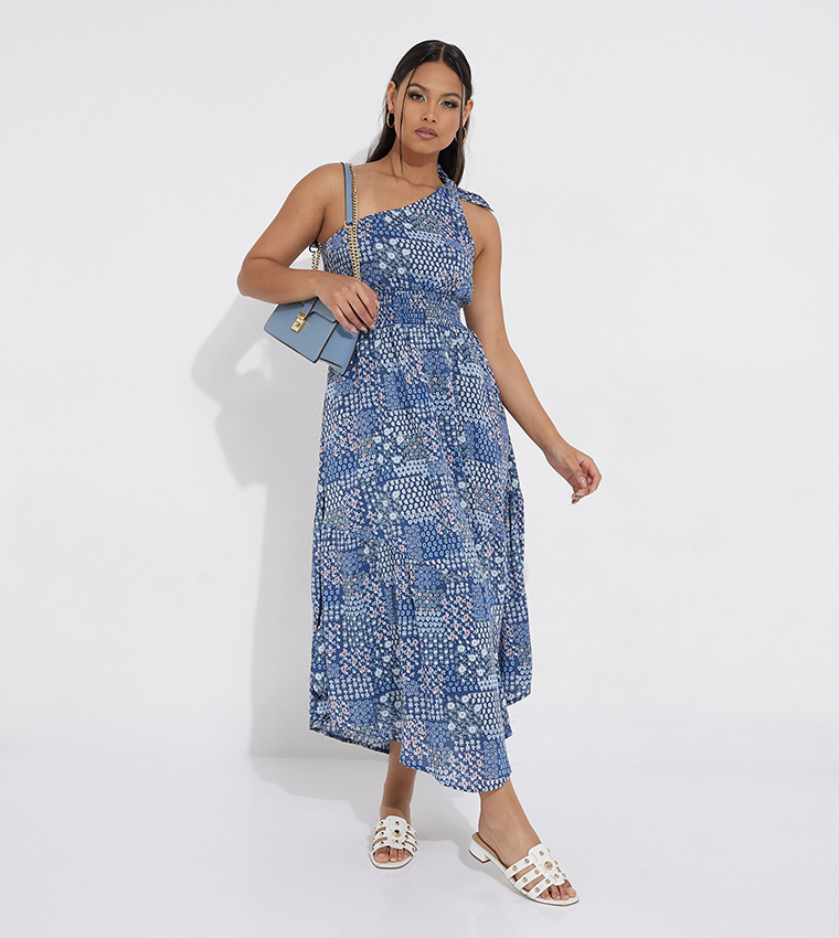 Buy American Eagle Printed One Shoulder Asymmetric Hem Dress In