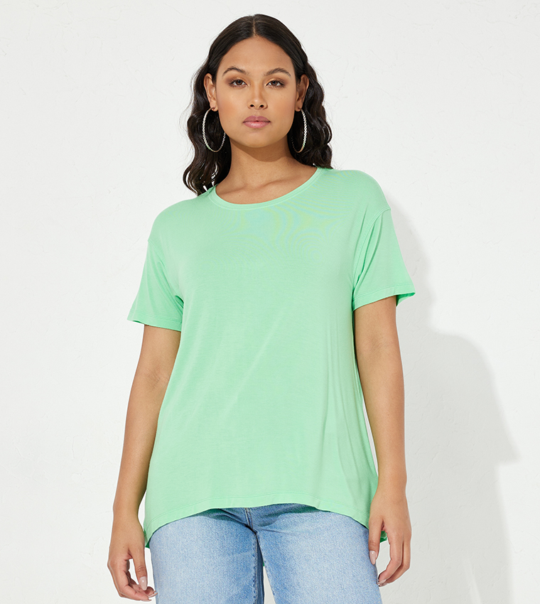 Solid Crew Neck Round Neck T-Shirt