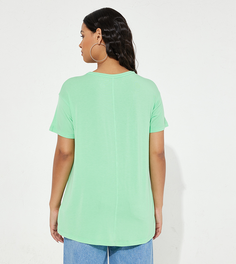 Solid Crew Neck Round Neck T-Shirt