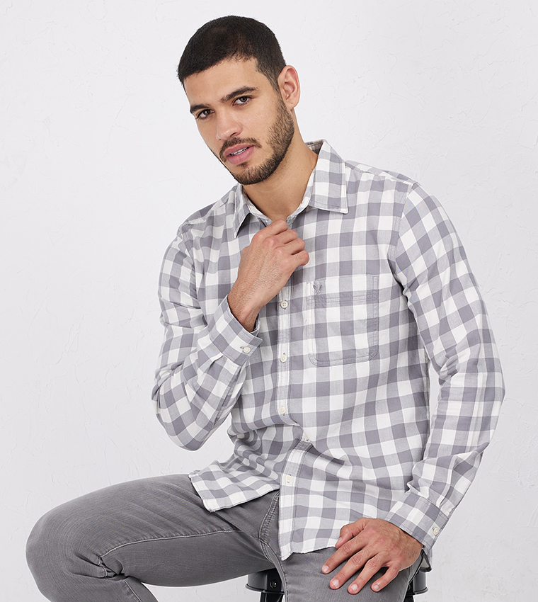 Plaid Slim Fit Button-Up Shirt