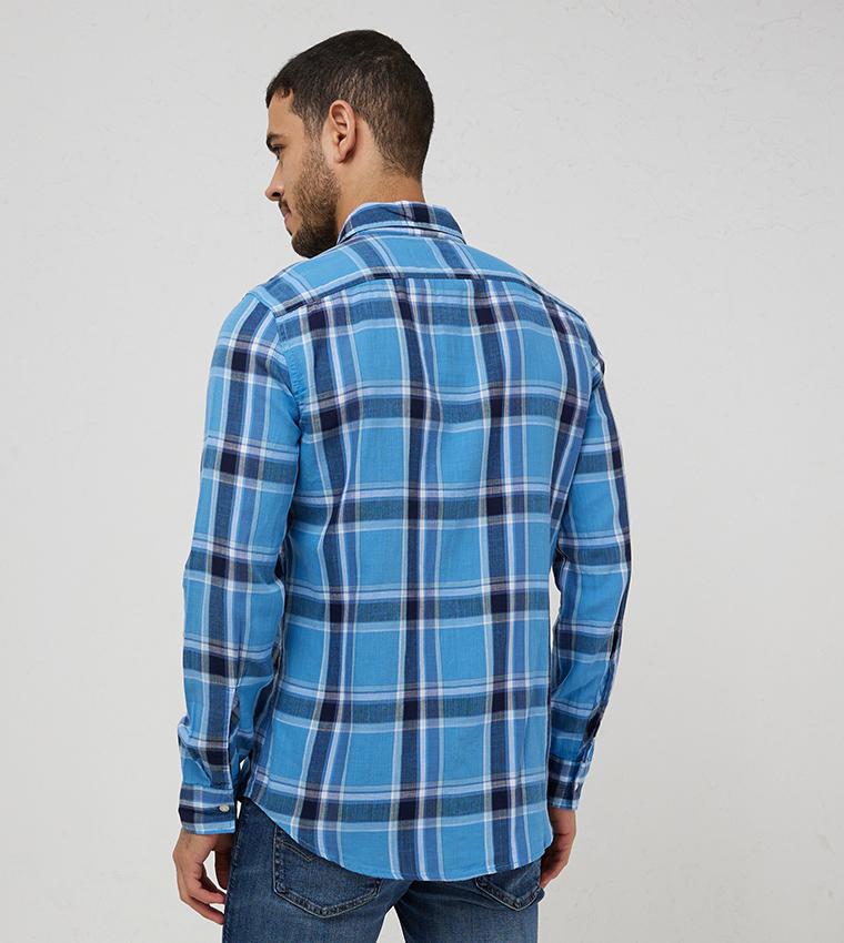 Checked Slim Fit Button-Up Shirt