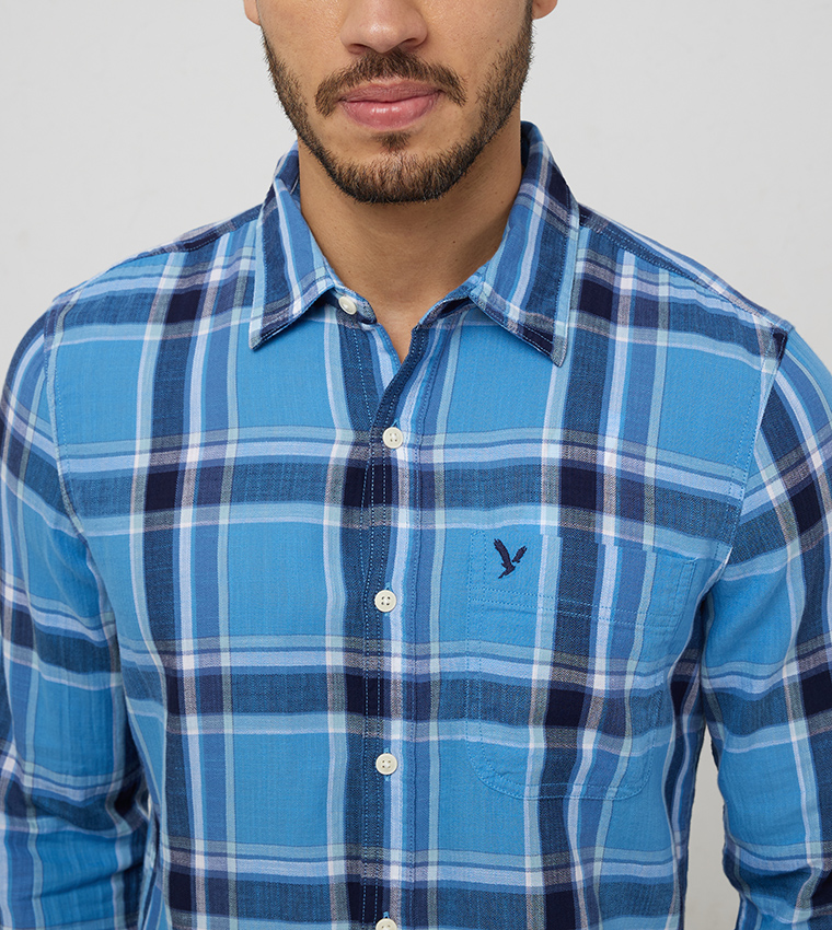 Checked Slim Fit Button-Up Shirt