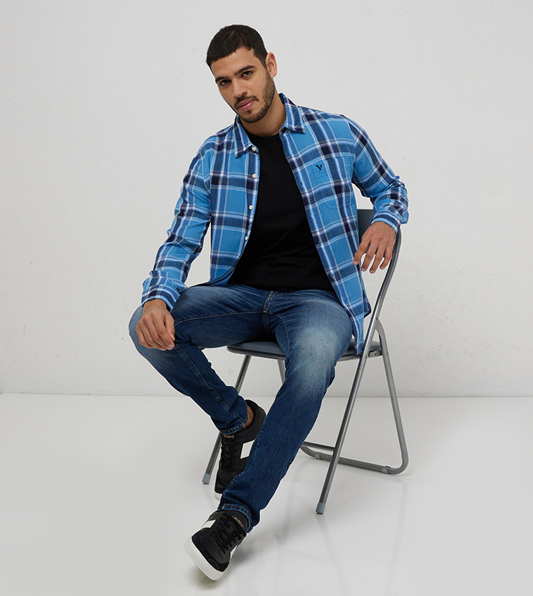 Checked Slim Fit Button-Up Shirt
