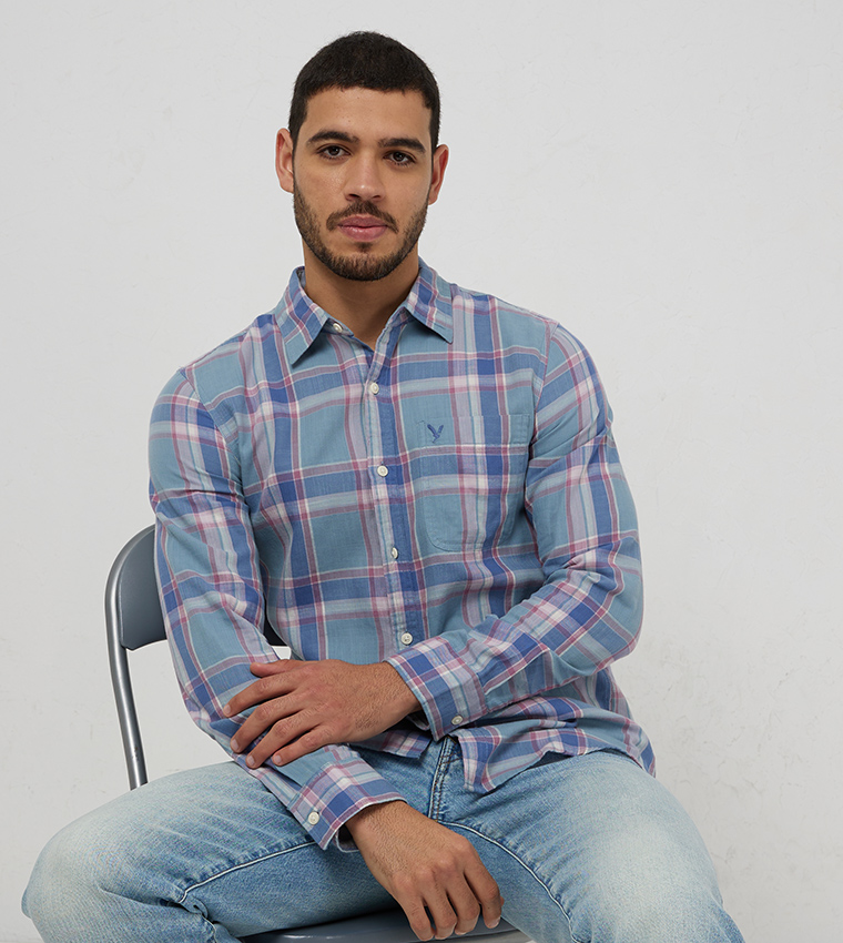Checked Slim Fit Button-Up Shirt