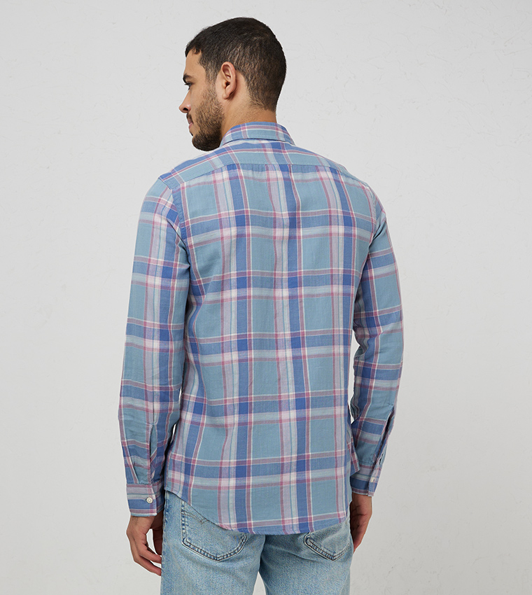 Checked Slim Fit Button-Up Shirt