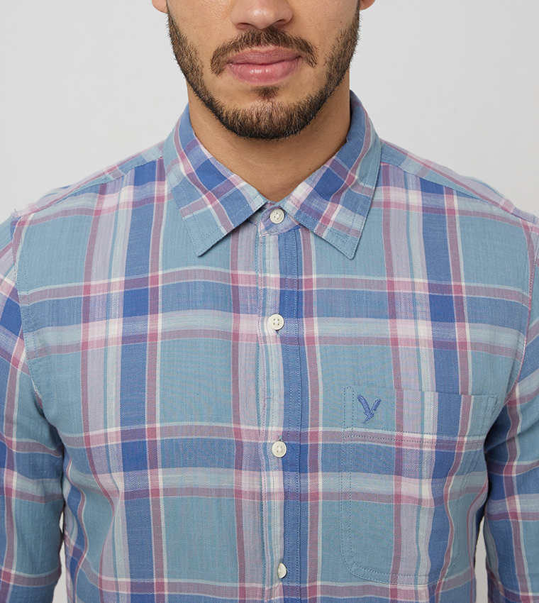 Checked Slim Fit Button-Up Shirt
