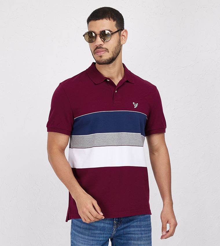 Color Block Pique Polo T-Shirt