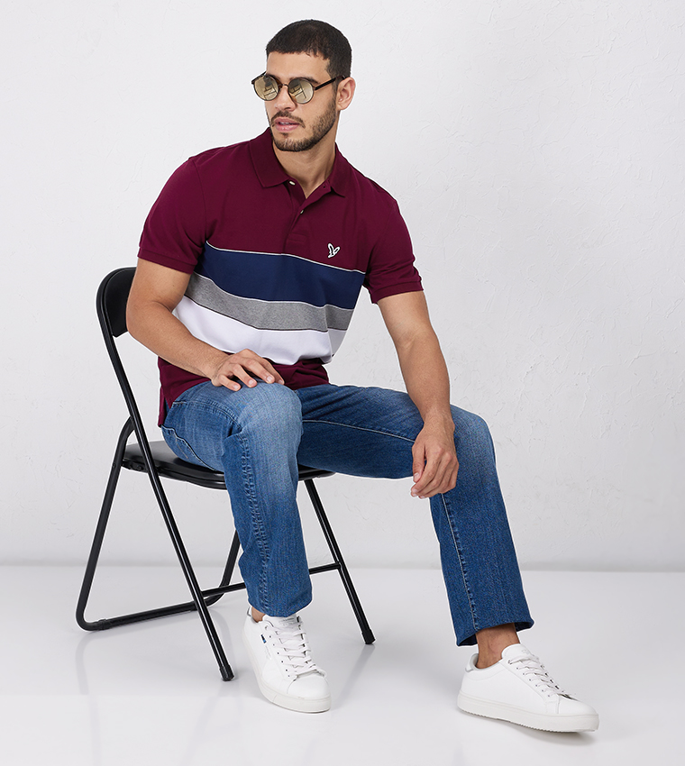 Color Block Pique Polo T-Shirt