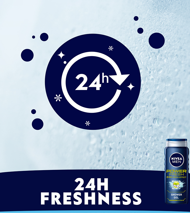 جل إستحمام باور فريش 3 في 1 للرجال بتأثير منعش لمدة 24 ساعة برائحة الحمضيات ، 500 مل