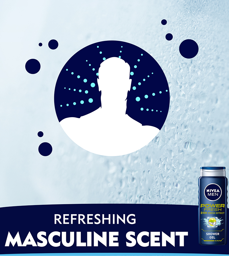 جل إستحمام باور فريش 3 في 1 للرجال بتأثير منعش لمدة 24 ساعة برائحة الحمضيات ، 500 مل