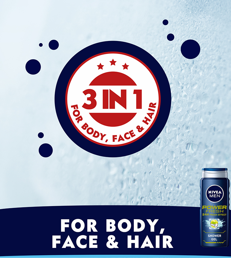 جل إستحمام باور فريش 3 في 1 للرجال بتأثير منعش لمدة 24 ساعة برائحة الحمضيات ، 500 مل