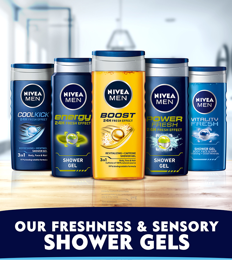 جل إستحمام باور فريش 3 في 1 للرجال بتأثير منعش لمدة 24 ساعة برائحة الحمضيات ، 500 مل