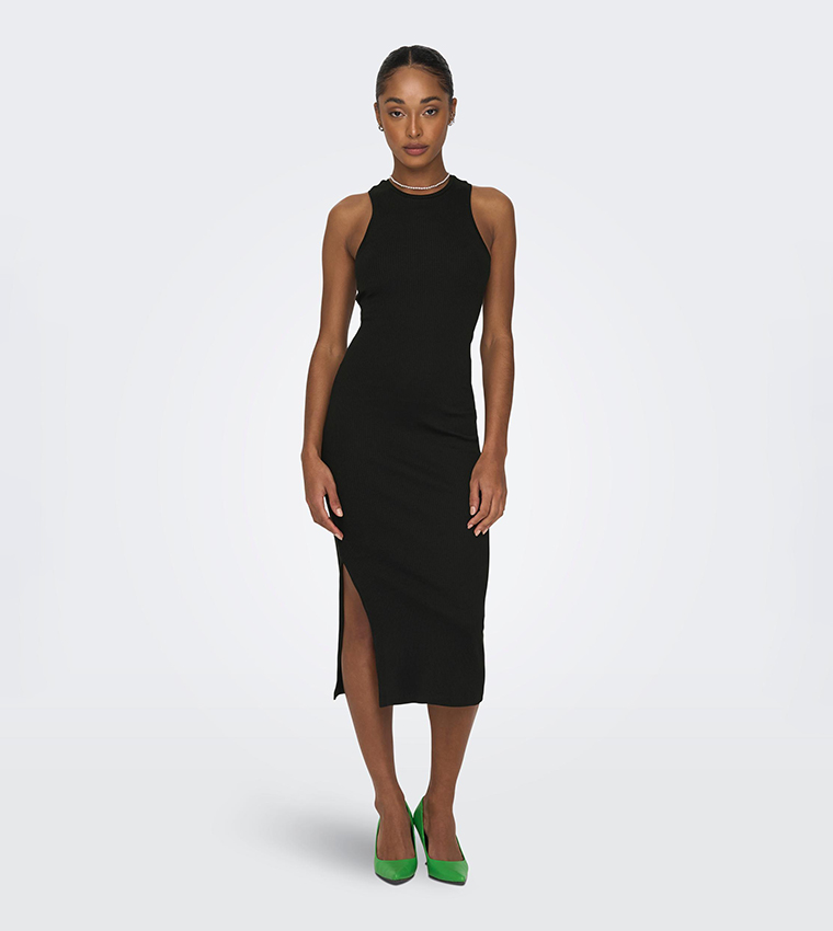 Buy Only ONLBELFAST Sleeveless Midi Dress With Slit In Black