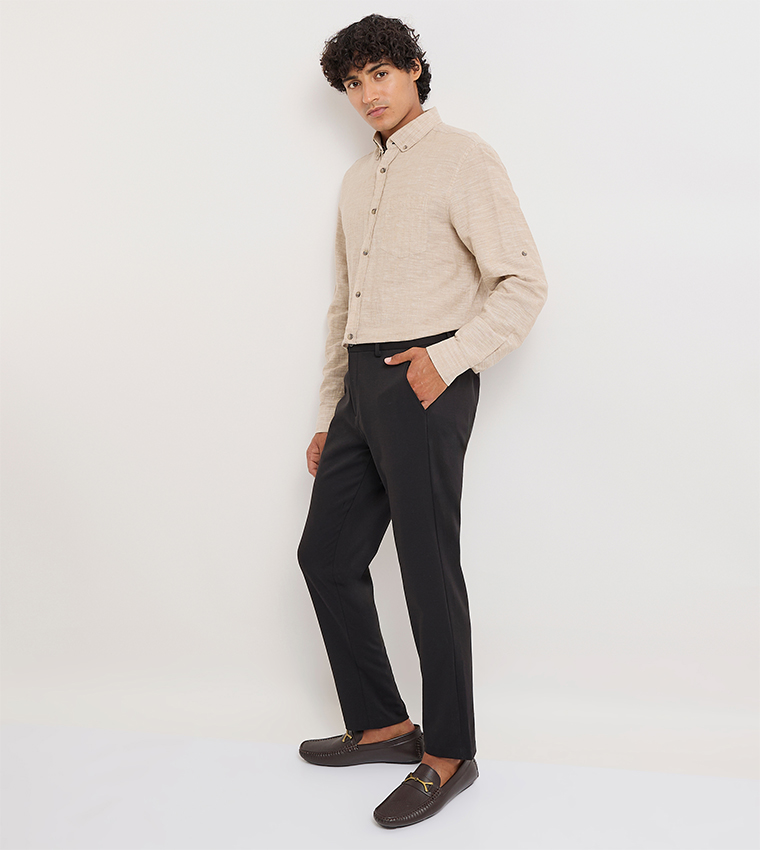 Solid Mid Rise Trousers
