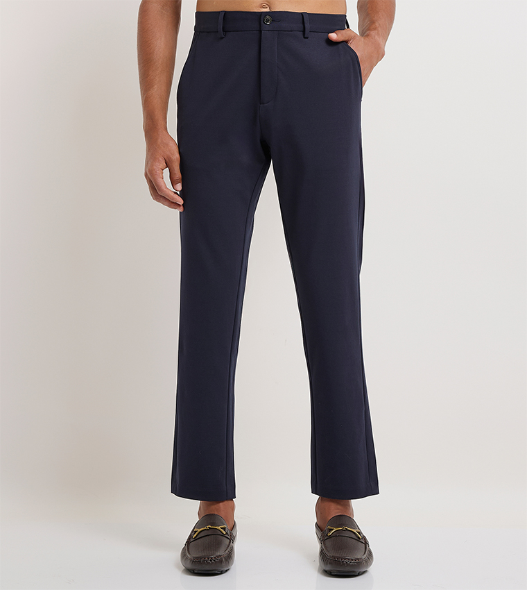 Solid Mid Rise Trousers