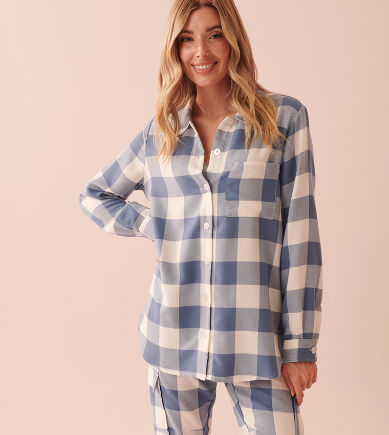 Plaid Long Sleeves Sleep Shirt
