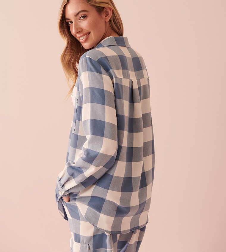 Plaid Long Sleeves Sleep Shirt