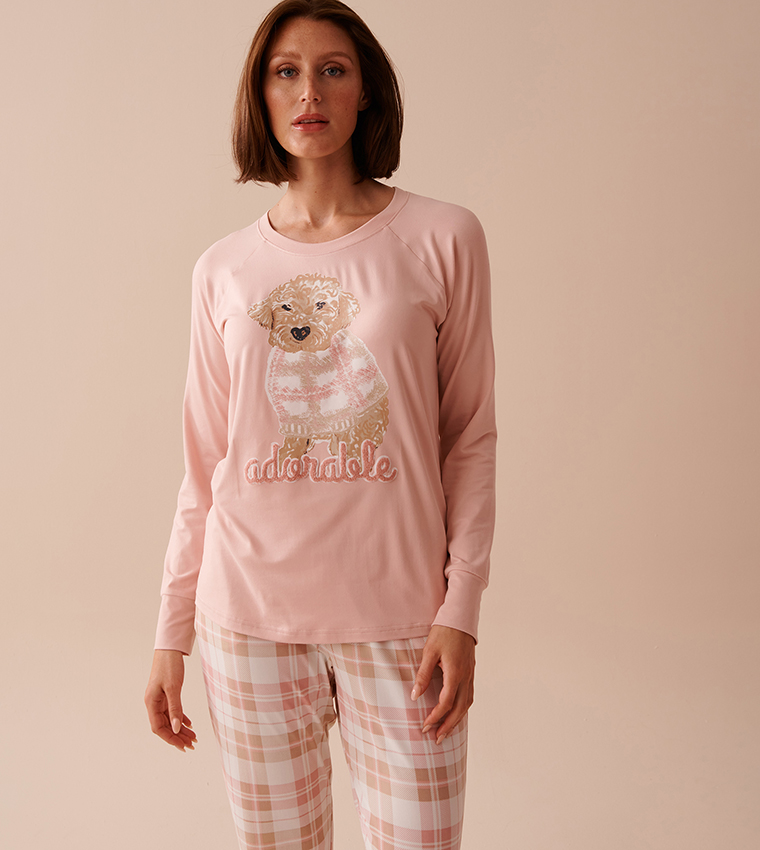 Sheep Print Super Soft Long Sleeves Sleep T-Shirt