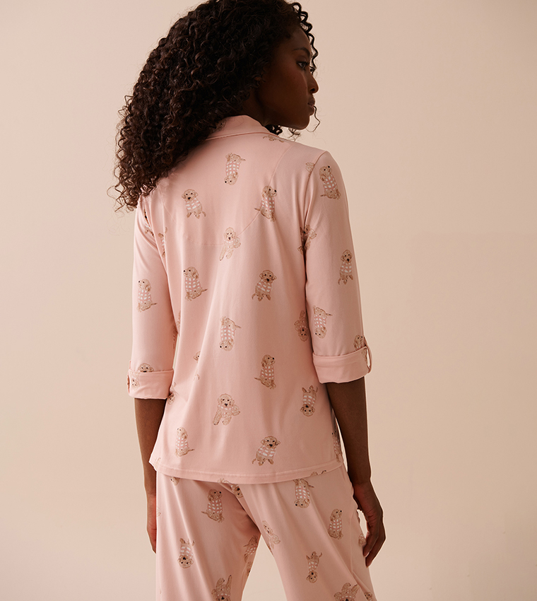 Pink Plaid Super Soft Button-down Sleep Shirt