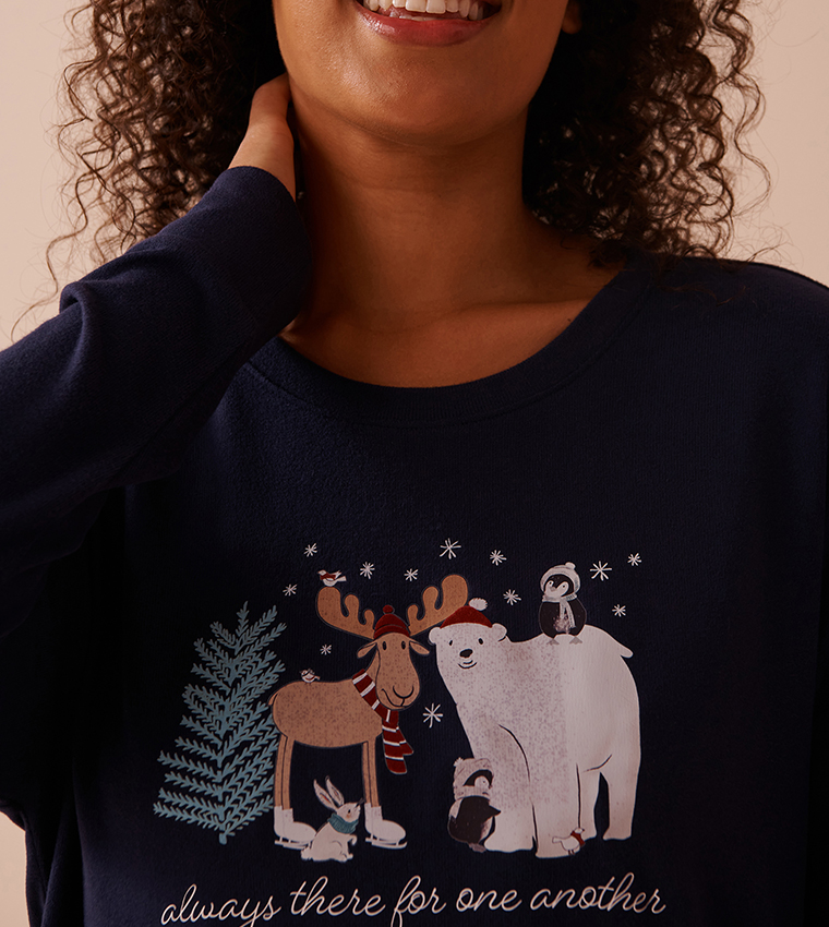 Animal Print Recycled Fibers Long Sleeves T-Shirt