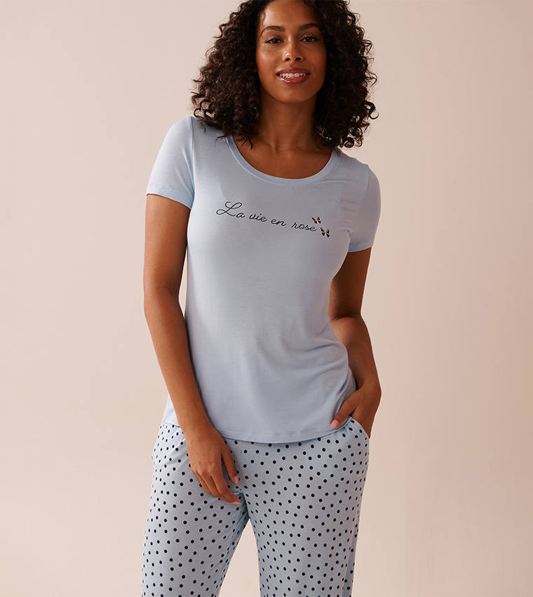 Butterfly Print Soft Jersey Crew Neck T-Shirt