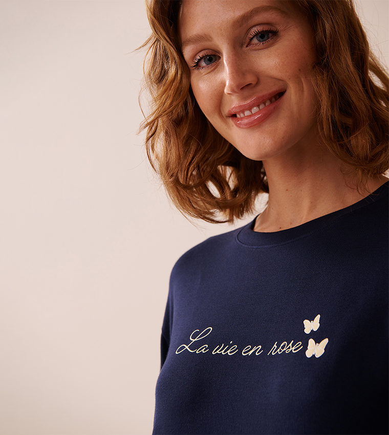 Butterfly Print Soft Jersey Drop Shoulder T-Shirt