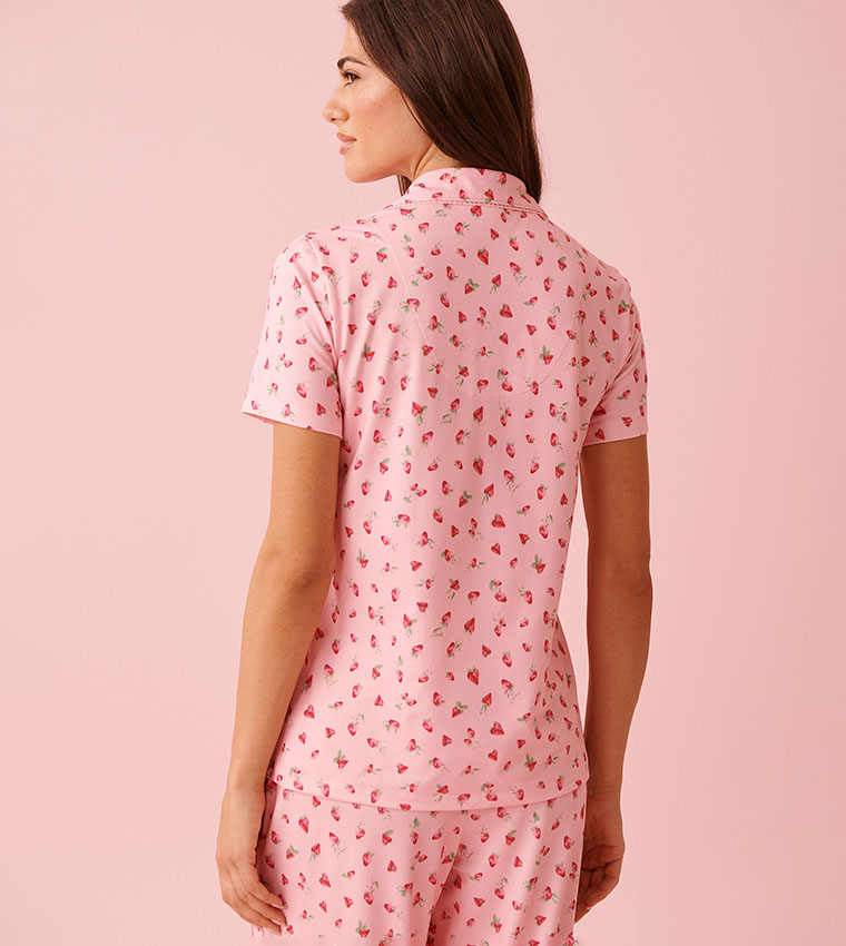 Strawberry Print Super Soft Button-Down Shirt