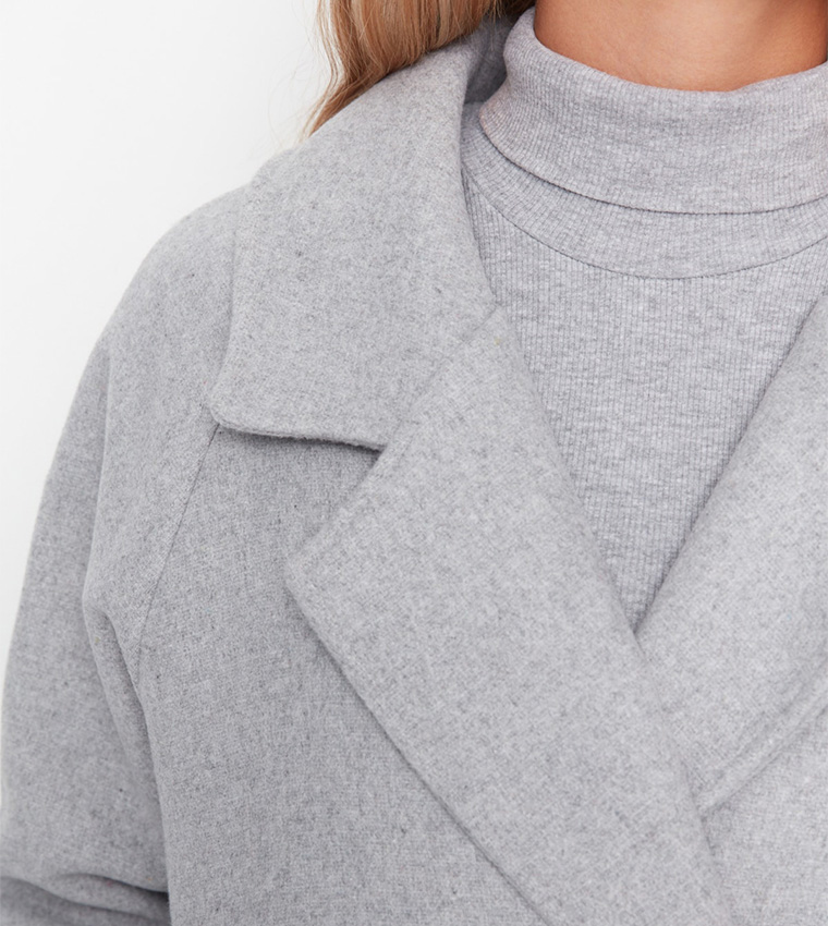 Buttoned Oversized Stamp Coat