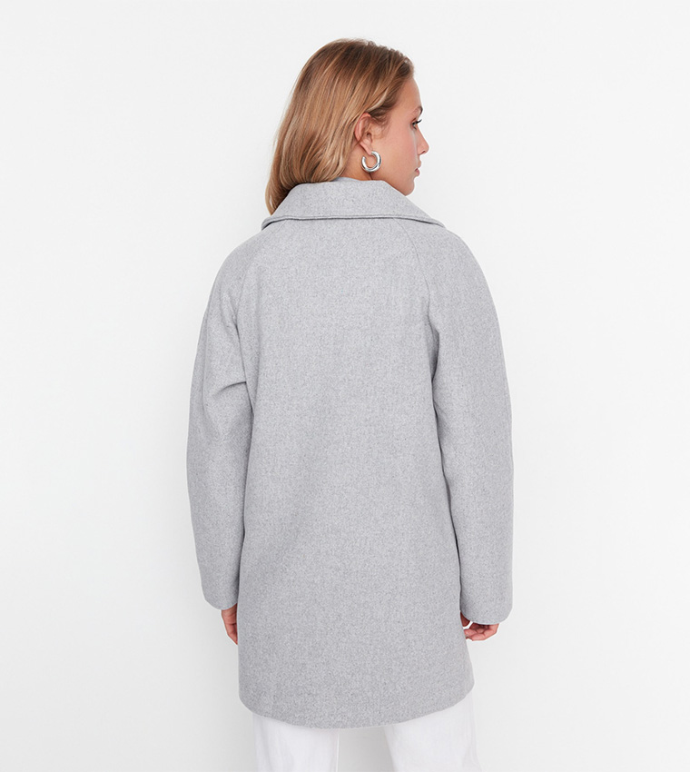 Buttoned Oversized Stamp Coat