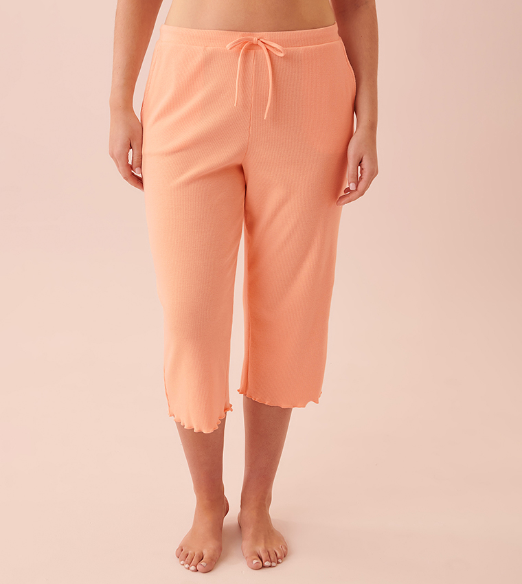 Cotton Capri with Ribbed Waistband