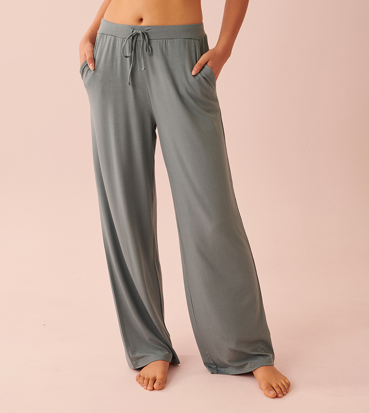 Buy La Vie En Rose Bamboo Wide Leg Pants In Blue 6thStreet UAE